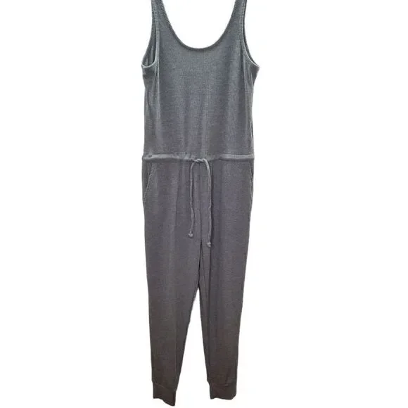 Chaser Cozy Rib Low Back Tank Jumpsuit Grey Size Small